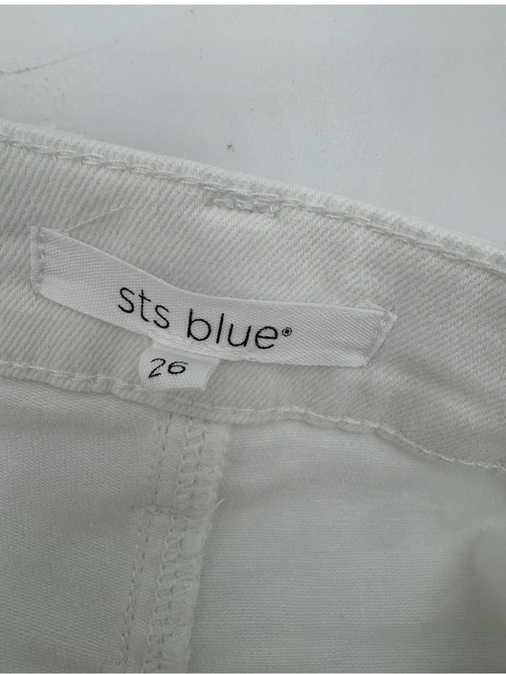 sts blues Women's High Rise Ankle White Denim Distressed Jeans Sz 26 Raw Hem - Picture 10 of 10